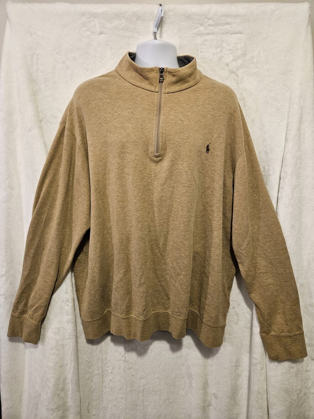 Polo Ralph Lauren Tan Light Brown Quarter Zip Sweater Size 2XB, Big & Tall Soft